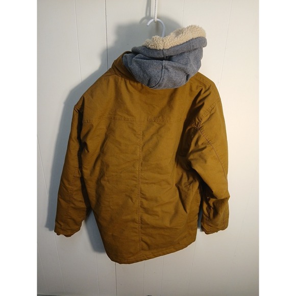 Dickies Jacket Mens Large Brown Canvas Quilted Lined Hooded Workwear Full Zip - Picture 2 of 8